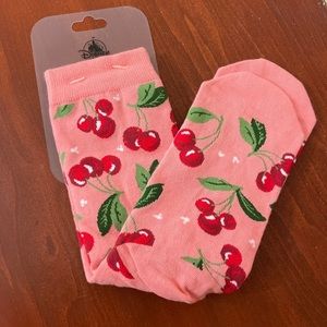 Disney Parks Pink Mickey Ears Cherry Print Socks